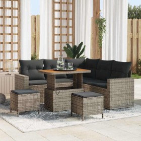 Conjunto de sofá de jardín 8 pcs Gris ratán sintético