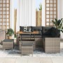 Conjunto de sofá de jardín 8 pcs Gris ratán sintético