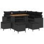 Conjunto de sofá de jardín 9 pcs Negro ratán sintético