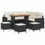Conjunto de sofá de jardín 9 pcs Negro ratán sintético