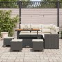Conjunto de sofá de jardín 9 pcs Negro ratán sintético
