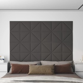Paneles de pared 12 uds tela gris oscuro 30x30 cm 0,54 m²