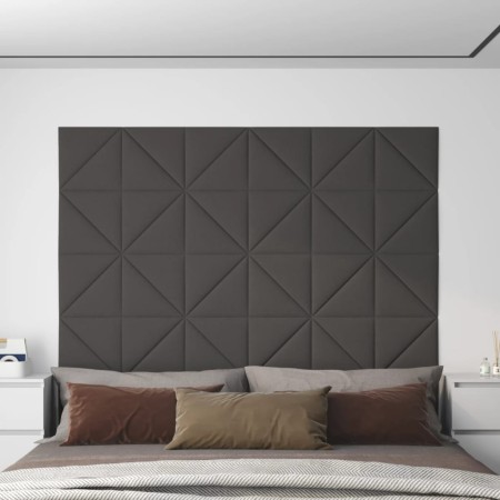 Paneles de pared 12 uds tela gris oscuro 30x30 cm 