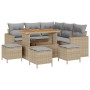 Conjunto de sofá de jardín 9 pcs Beige ratán sintético