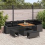 Conjunto de sofá de jardín 9 pcs Negro ratán sintético