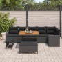 Conjunto de sofá de jardín 9 pcs Negro ratán sintético