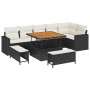 Conjunto de sofá de jardín 9 pcs Negro ratán sintético