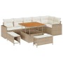 Conjunto de sofá de jardín 9 pcs Beige ratán sintético