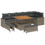 Conjunto de sofá de jardín 9 pcs Gris ratán sintético