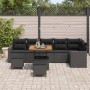 Conjunto de sofá de jardín 9 pcs Negro ratán sintético