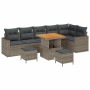 Conjunto de sofá de jardín 9 pcs Gris ratán sintético
