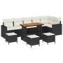Conjunto de sofá de jardín 10 pcs Negro ratán sintético