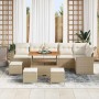 Conjunto de sofá de jardín 10 pcs Beige ratán sintético