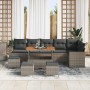 Conjunto de sofá de jardín 10 pcs Gris ratán sintético
