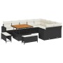 Conjunto de sofá de jardín 12 pcs Negro ratán sintético