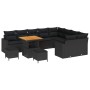 Conjunto de sofá de jardín 12 pcs Negro ratán sintético