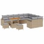 Conjunto de sofá de jardín 12 pcs Beige ratán sintético
