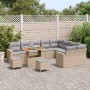 Conjunto de sofá de jardín 12 pcs Beige ratán sintético