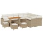 Conjunto de sofá de jardín 13 pcs Beige ratán sintético