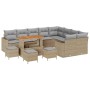 Conjunto de sofá de jardín 13 pcs Beige ratán sintético