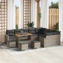 Conjunto de sofá de jardín 13 pcs Gris ratán sintético
