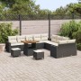 Conjunto de sofá de jardín 13 pcs Negro ratán sintético