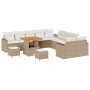 Conjunto de sofá de jardín 13 pcs Beige ratán sintético