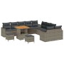 Conjunto de sofá de jardín 13 pcs Gris ratán sintético