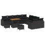 Conjunto de sofá de jardín 13 pcs Negro ratán sintético