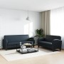 Conjunto de sofás 2 piezas cuero sintético negro