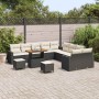 Conjunto de sofá de jardín 13 pcs Negro ratán sintético