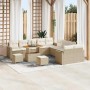 Conjunto de sofá de jardín 13 pcs Beige ratán sintético