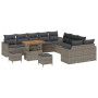 Conjunto de sofá de jardín 13 pcs Gris ratán sintético