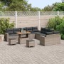 Conjunto de sofá de jardín 13 pcs Gris ratán sintético