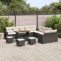 Conjunto de sofá de jardín 14 pcs Negro ratán sintético
