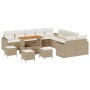 Conjunto de sofá de jardín 14 pcs Beige ratán sintético