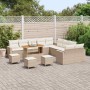 Conjunto de sofá de jardín 14 pcs Beige ratán sintético