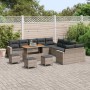 Conjunto de sofá de jardín 14 pcs Gris ratán sintético
