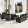 Conjunto de sofá de jardín 8 pcs Negro ratán sintético