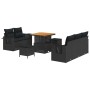 Conjunto de sofá de jardín 8 pcs Negro ratán sintético