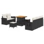 Conjunto de sofá de jardín 8 pcs Negro ratán sintético