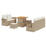 Conjunto de sofá de jardín 8 pcs Beige ratán sintético
