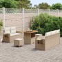 Conjunto de sofá de jardín 8 pcs Beige ratán sintético