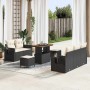 Conjunto de sofá de jardín 8 pcs Negro ratán sintético