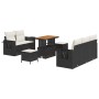 Conjunto de sofá de jardín 8 pcs Negro ratán sintético