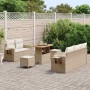 Conjunto de sofá de jardín 8 pcs Beige ratán sintético