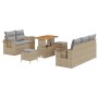 Conjunto de sofá de jardín 8 pcs Beige ratán sintético