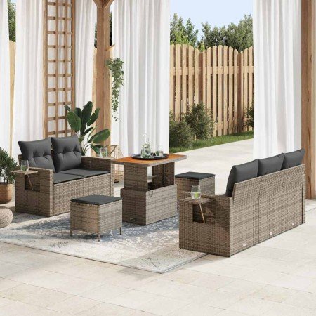 Conjunto de sofá de jardín con cojín 8 pcs Gris ratán sintético en Conjuntos de jardín | Comprar online en Foro24
