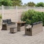 Conjunto de sofá de jardín 8 pcs Gris ratán sintético