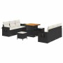 Conjunto de sofá de jardín 9 pcs Negro ratán sintético